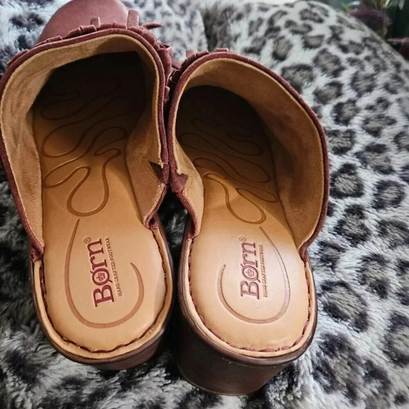 Born | Harmony Distressed Rust Leather with Fringes  Boho Mules Clogs - Size 11M - Picture 8 of 9